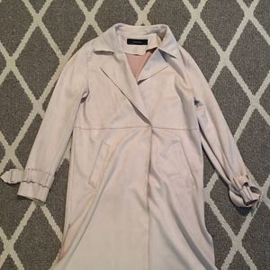 Zara- Faux suede trench coat- Cream, Medium